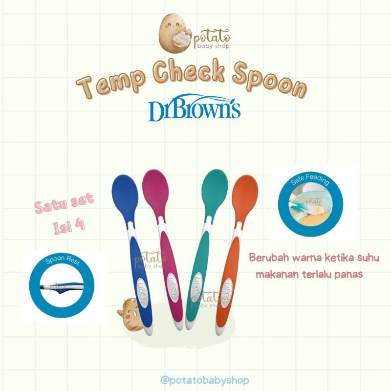 Dr.Brown's TempCheck Spoon 4 Pack / Sendok Makan Bayi Dr Brown