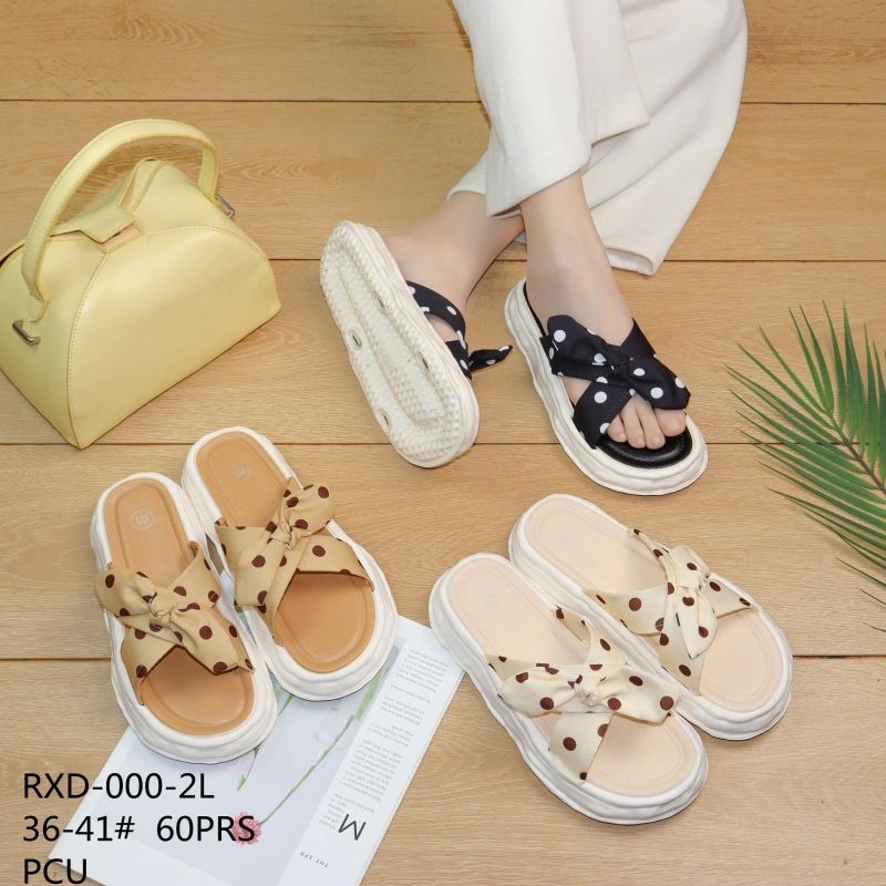 Sandal Wanita Sandal Selop silang pita Polkadot wanita Sandal Cewek Import Trendy Sandal Karet Wanita Nyaman Sandal Wanita Polkadot