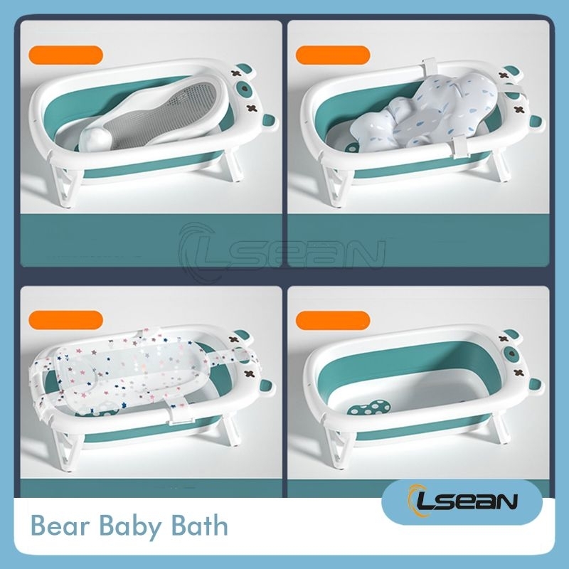 Baby Bath Tub Foldable Silicone Tempat Mandi Bayi Beruang Lucu Portable