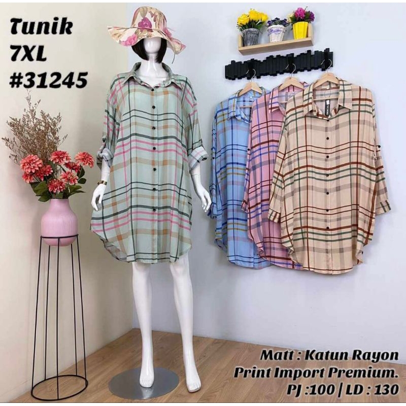 TUNIK MOTIF  KOTAK  PREMIUM // DRESS IMORT PREMIUM // TERUSAN PREMIUM // FASHION PREMIUM MURAH