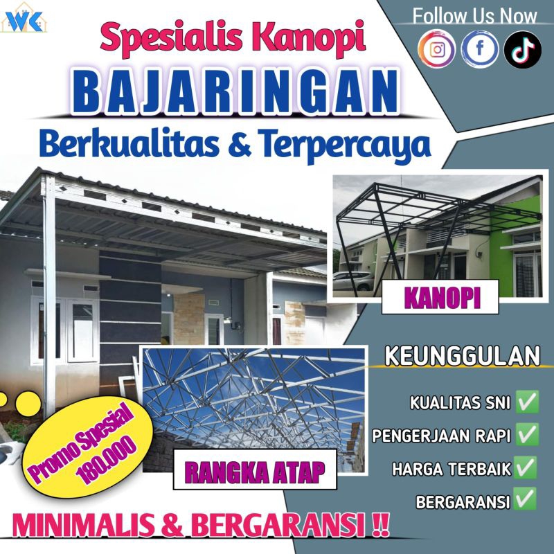 Kanopy BAJA RINGAN Murah galvalum spandek polos rangka atap