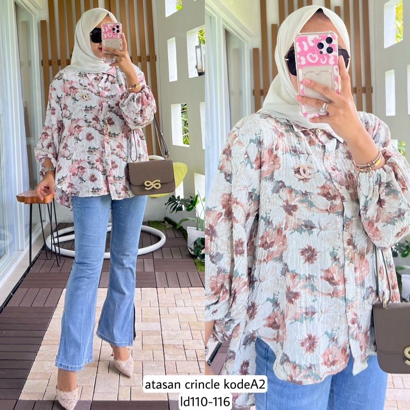 atasan crincle kode A2 by Alvaro collection kemeja blouse vintage crinkle