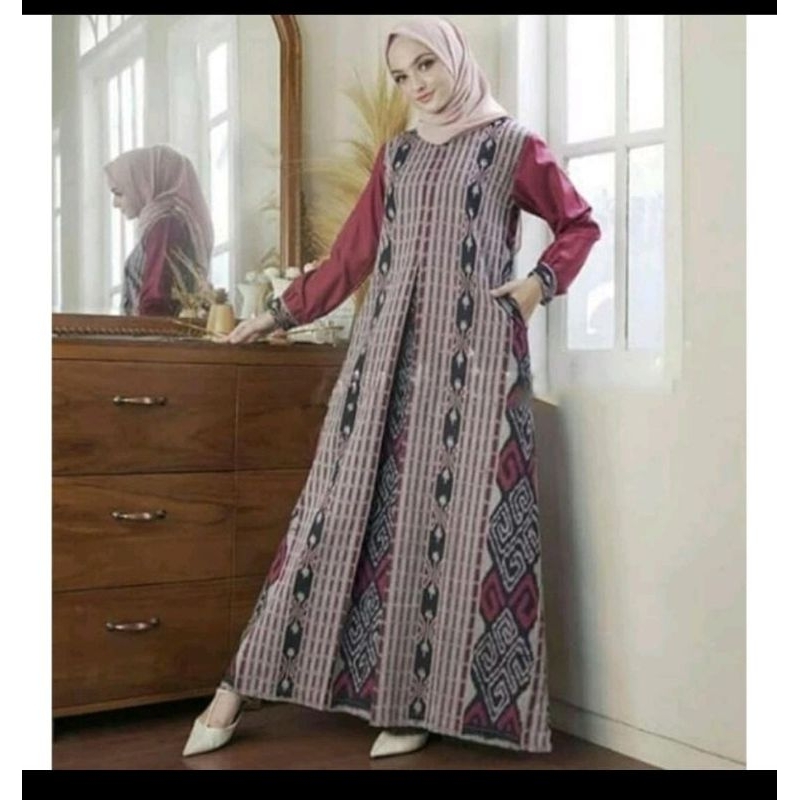 (READY STOCK ) GAMIS SORAYA DRESS TENUN COUPLE FULL TENUN - BAJU TENUN COUPLE -