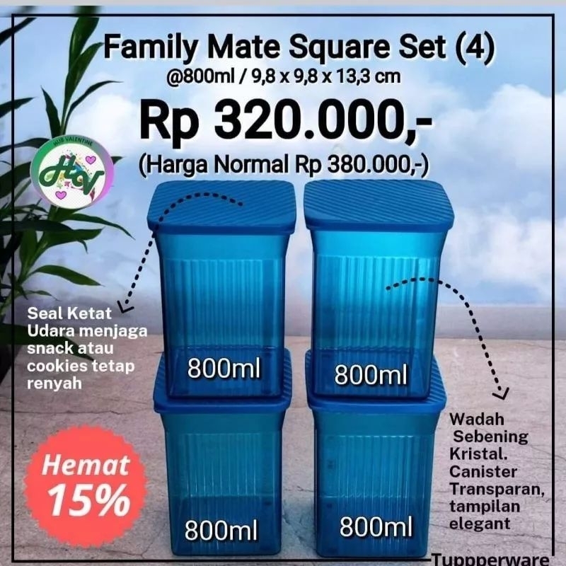 FAMILY MATE SQUARE (4) / FAMILY MATE ROUND (6) UKURAN 630ML / MINI FAMILY MATE ROUND (6)