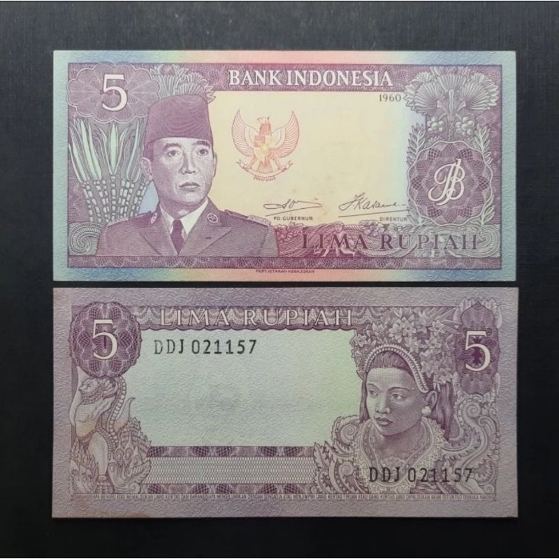 UANG KUNO 5 RUPIAH SUKARNO TH 1960 - GRESS UNC
