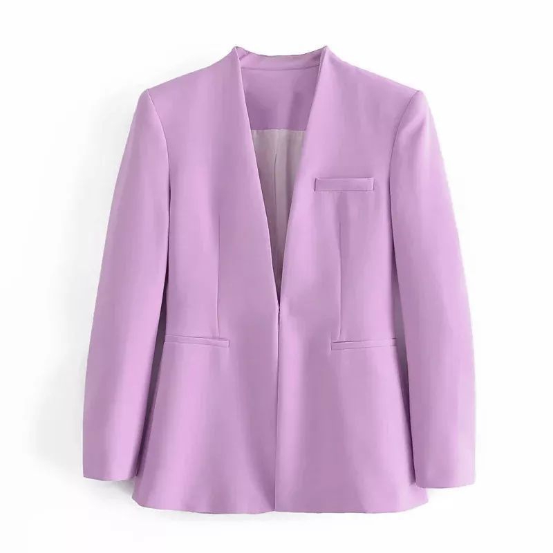 Bleser tanpa Kerah Blazer Viral Blazer Santai Jas Tanpa Kerah Wanita Viral