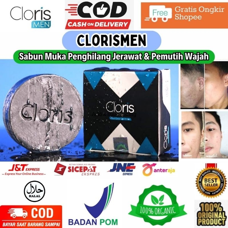 CLORISMEN SABUN MUKA SOAP 40/80 gram Pemutih Wajah Penghilang Jerawat Pembersih Muka Penghilang Bope