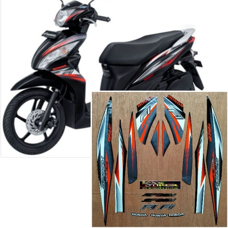Striping original Honda Spacy FI hitam Lis merah tahun 2014