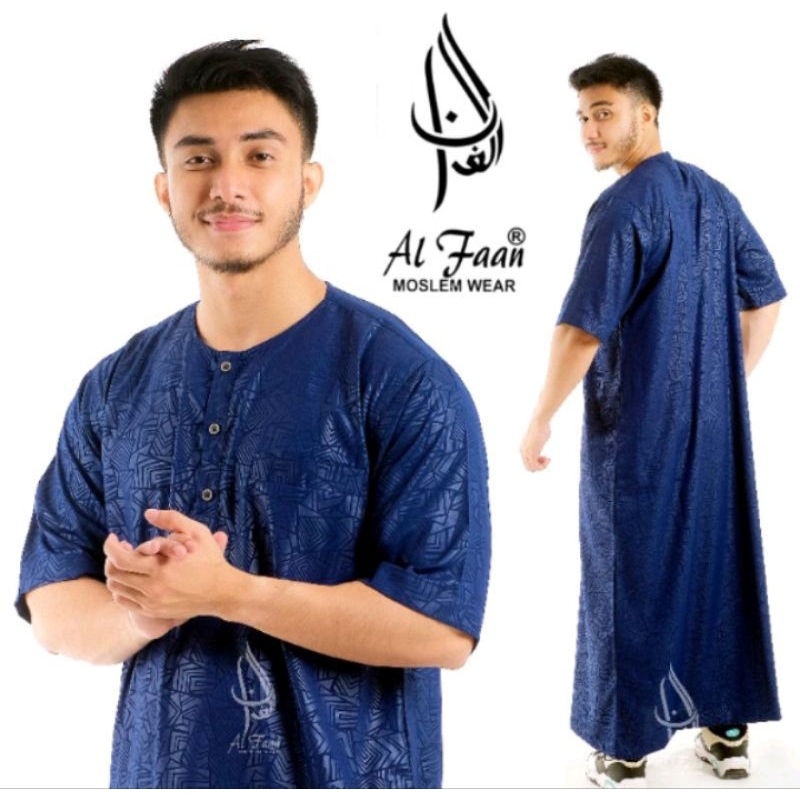 Gamis jubah pria muslim embos,tanpa kerah