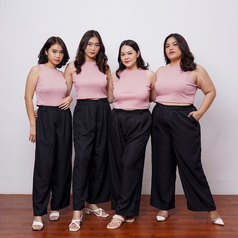 Loose Pants Trousers Jumbo (BIG SIZE) Wanita Anti Kusut - Celana Kulot Jumbo Highwaist Wanita Bahan Jatuh Celana Kantor Formal / Casual