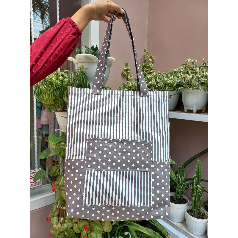 tas kain (totebag) kain katun polkadot