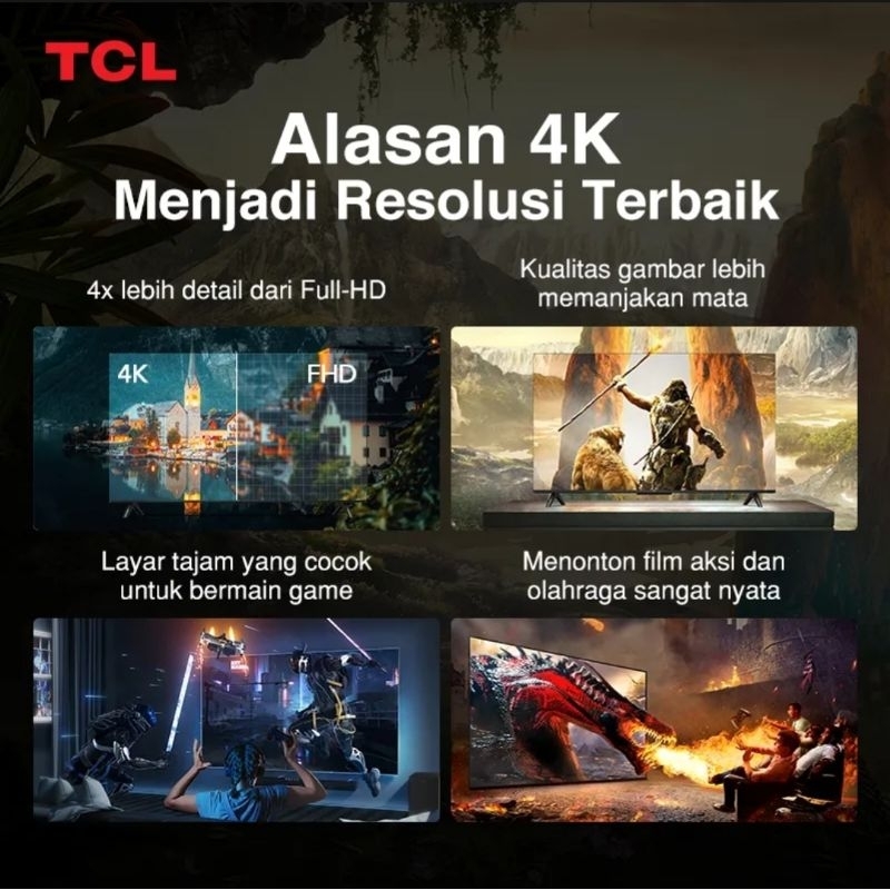 TCL 55A28 Smart TV 55 Inch Google TV 4K UHD HDR 10 Garansi Resmi