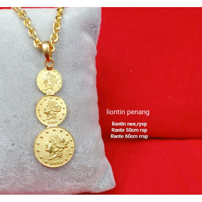 Kalung koin rupiah Replika mas 24k(london),warna sprti emas 24k ya,,bisa dipake sehari2/acara tertentu