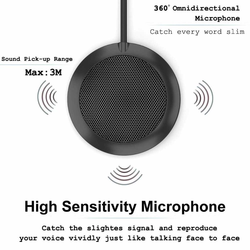 Microphone Meja 360 Degree Mic Table Conference Zoom Meeting Studio