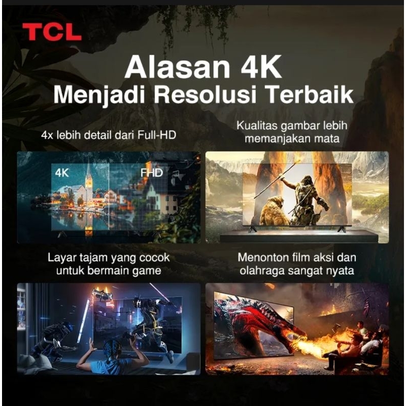 TV TCL 50A28 50&quot; Google TV 4K UHD HDR 10+ Dolby Garansi Resmi