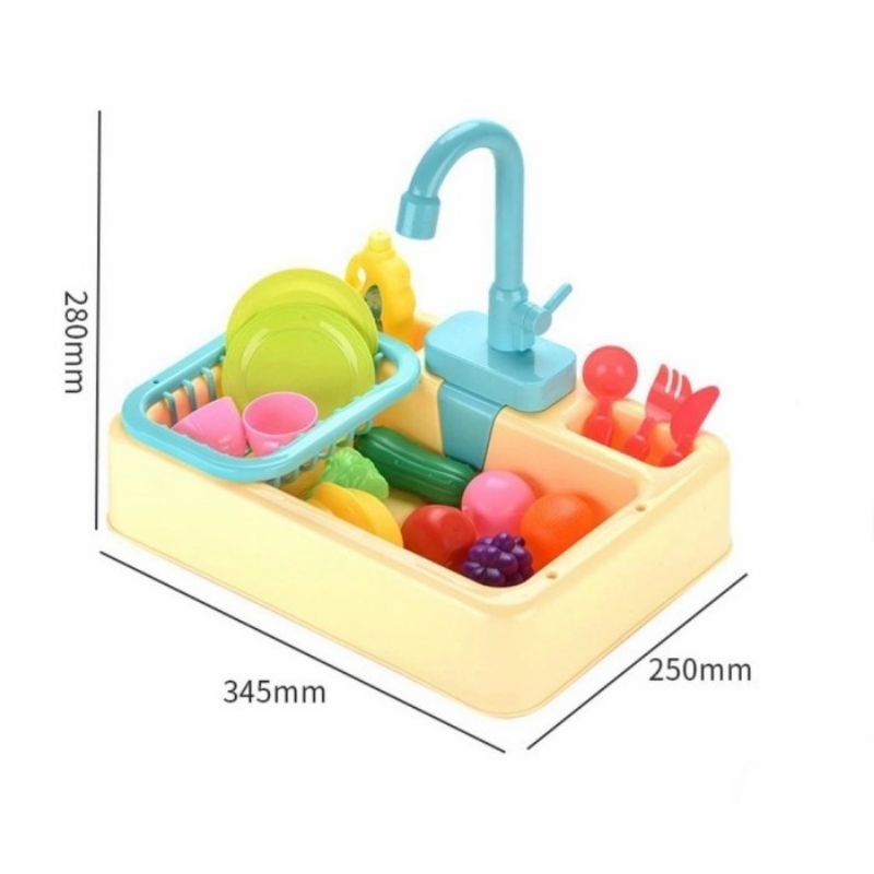 Mainan Set Kitchen Sink Baterai - Washtafel Dapur Batre Anak Perempuan Cewek