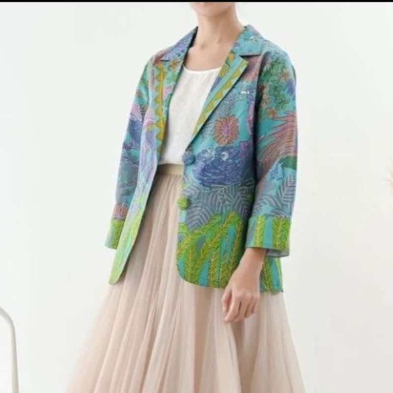 blazer batik wanita modern motif rumput size S-XXXL cocok untuk Kerja ataupun acara lainnya