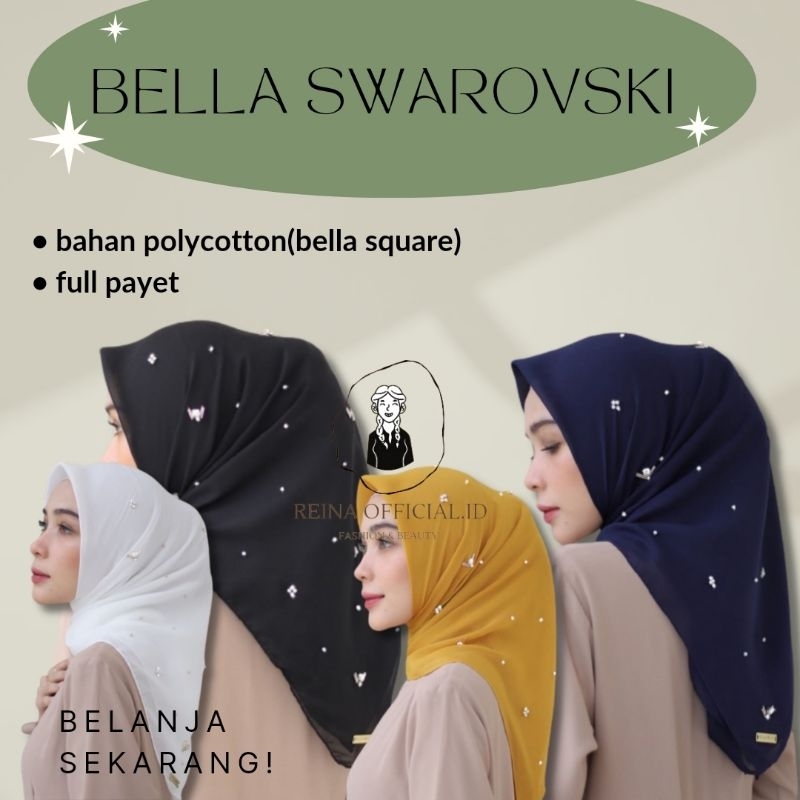 Bella square/jilbab segiempat payet mutiara premium/hijab motif anti letoy
