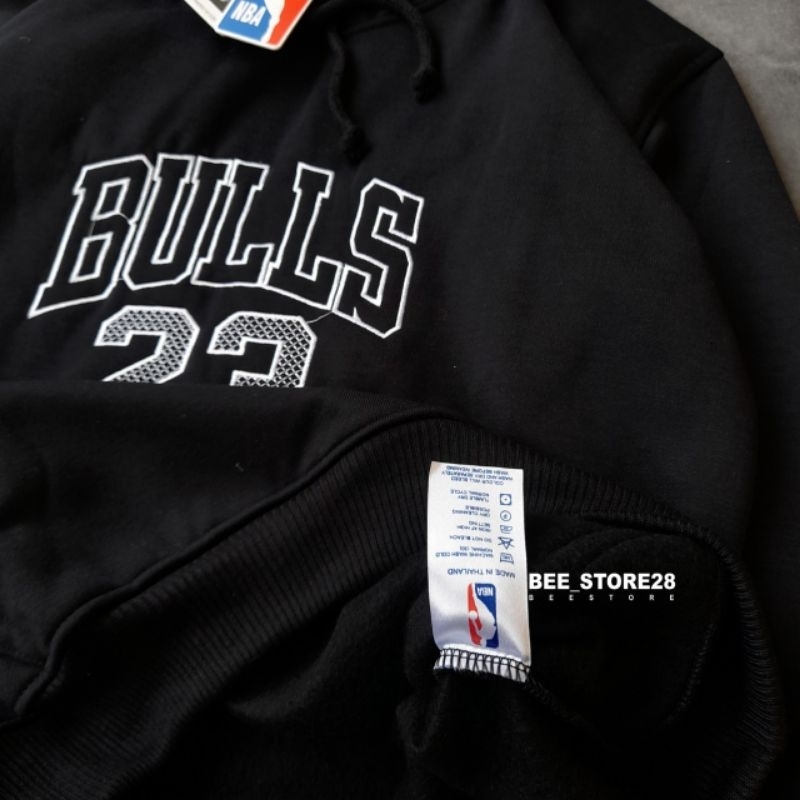 NEW!!! SWEATER HOODIE JORDAN BULLS 23 NBA BORDIR HITAM AUTHENTIC