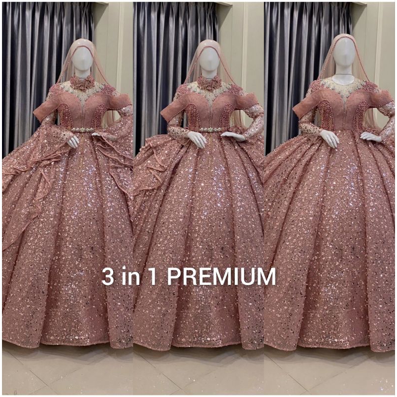 TERBARU//GAUN WEDDING BARBIE BELIMBING SEQUIN//BARBIE HARNET PREMIUM//TILE AKAR GAUN