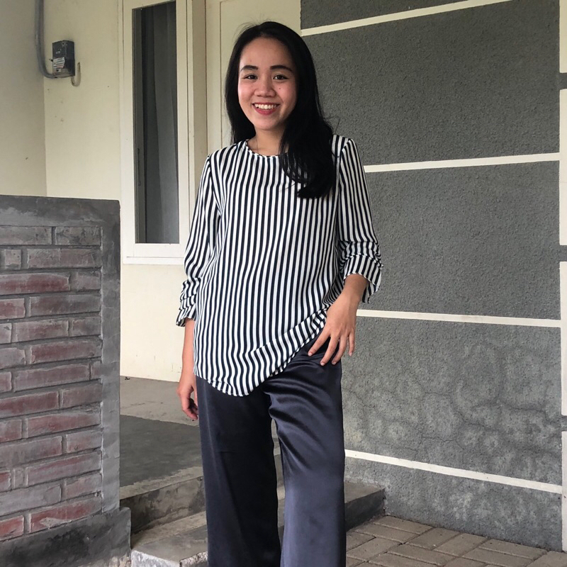 Defect Garis Jotol - Blouse Motif Garis - Blouse Lengan Panjang