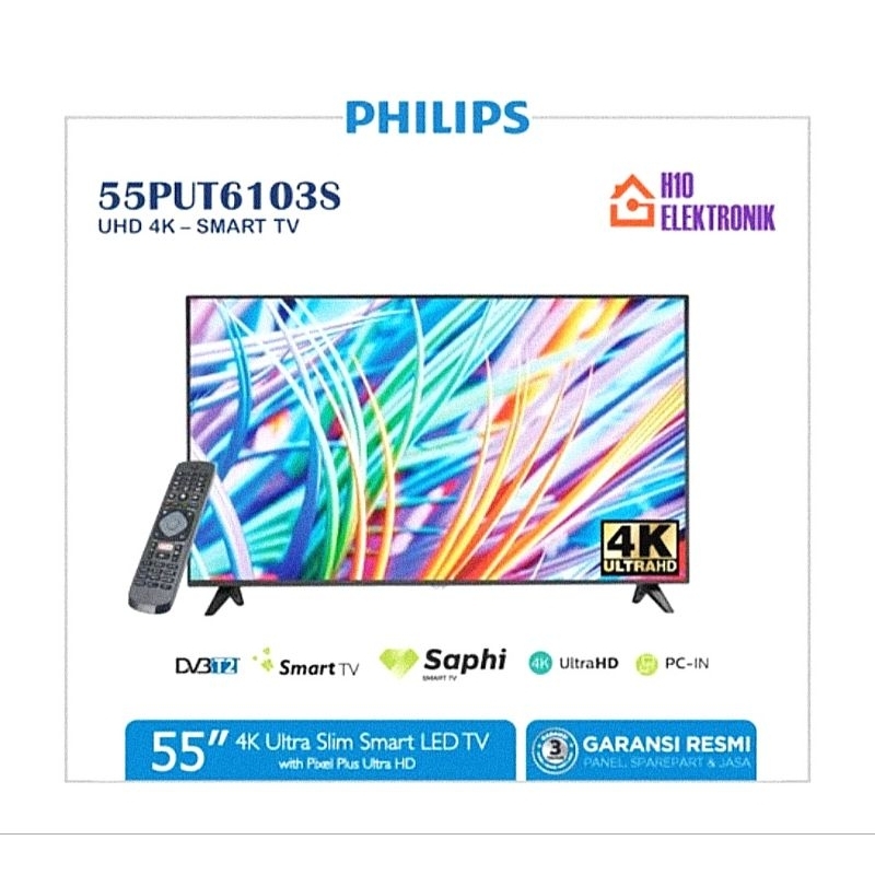 Philips 55 inch Smart Tv UHD 4K Led Tv Philips 55PUT6103S/70 FREE STB ANDROID 11