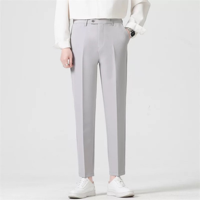 Celana Pria Ankle Pants  Pinggang Gasper - Light Gray