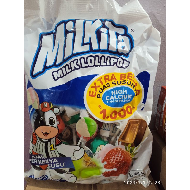 Permen Milkita lolypop bag ecer 1000 ( 40x9gr )