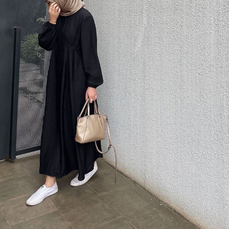 Gamis Dress Midi Polo Linen Wanita