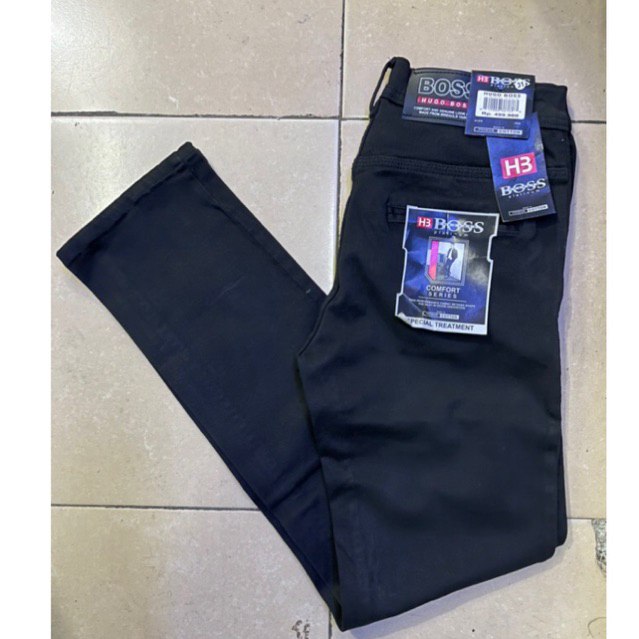 CELANA PANJANG DENIM HITAM PRIA SAKU BOBOK / CELANA PENSIL HITAM SLIM FIT PRIA / CELANA SLIMFIT PRIA 27 32