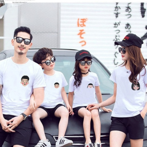 FAM KARTUN baju kembar seragam model lucu oblong bagus murah kapelan keluarga bapak ibu anak perempu