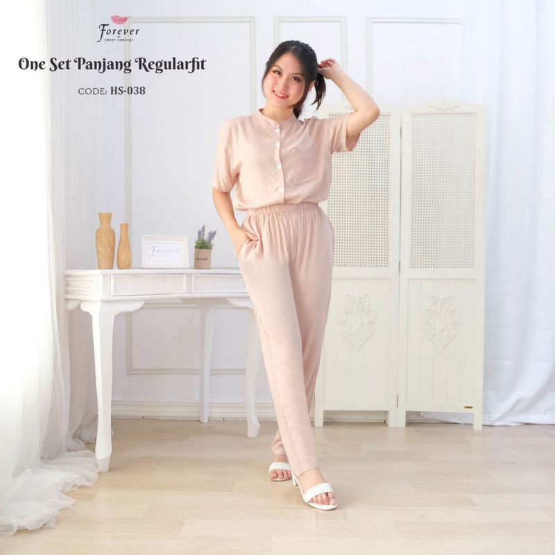 One Set Wanita Kekinian Setelan Celana Panjang Katun Toyobo Premium