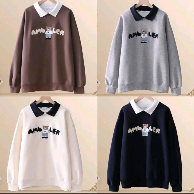 ALU • AMBLER BEAR SWEATER COLLAR GIRL SWEATSHIRT KERAH FASHION WANITA
