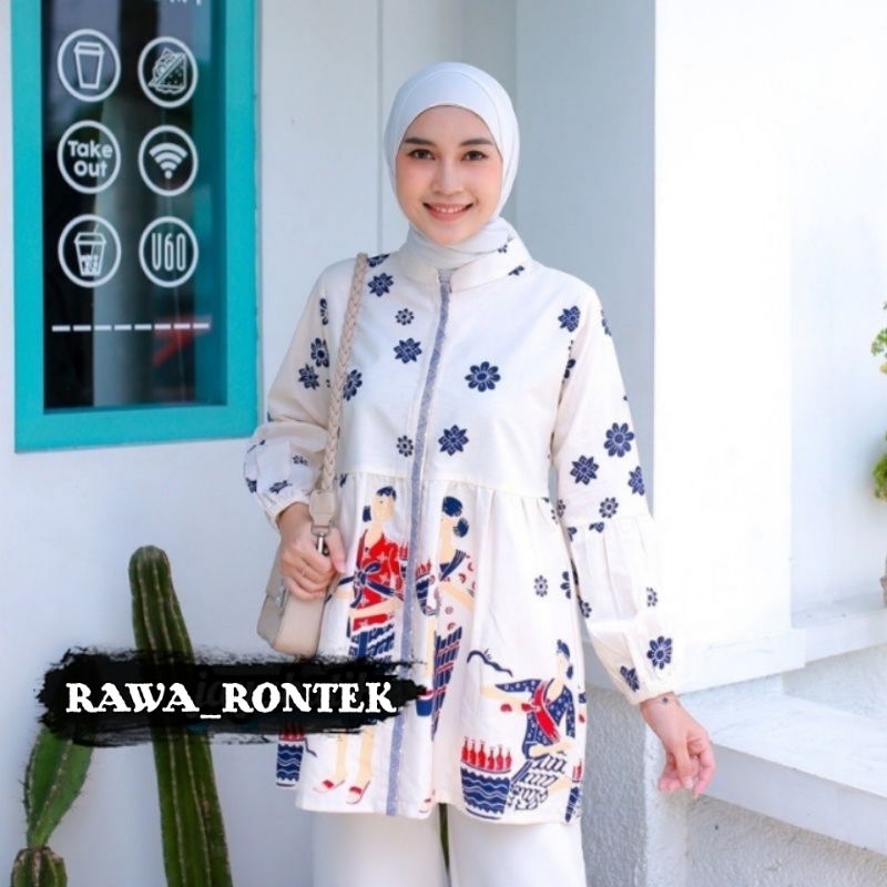 BAJU BATIK WANITA MODERN MONALISA GENES M,L,XL asli PEKALONGAN