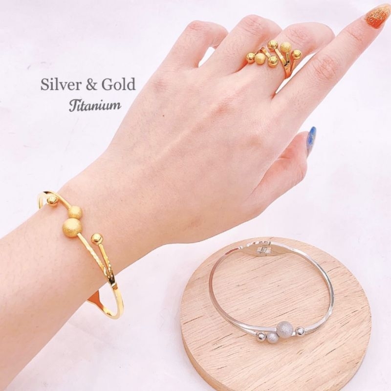 Gelang Titanium Asli kilau mirip emas asli Premium Quality Anti Karat Anti Alergi Bracelet Branded Band Stainless Steel Ori G39