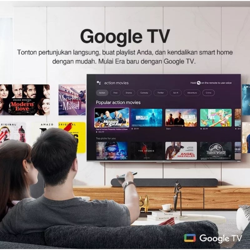 TCL 55C635 Smart TV 55 Inch QLED Google TV 4K UHD HDR+ ONKYO Garansi Resmi