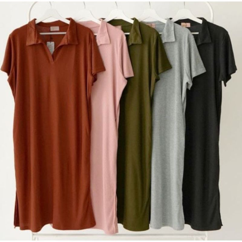 salwa midi dress v-neck crinkle airflow| atasan wanita masa kini