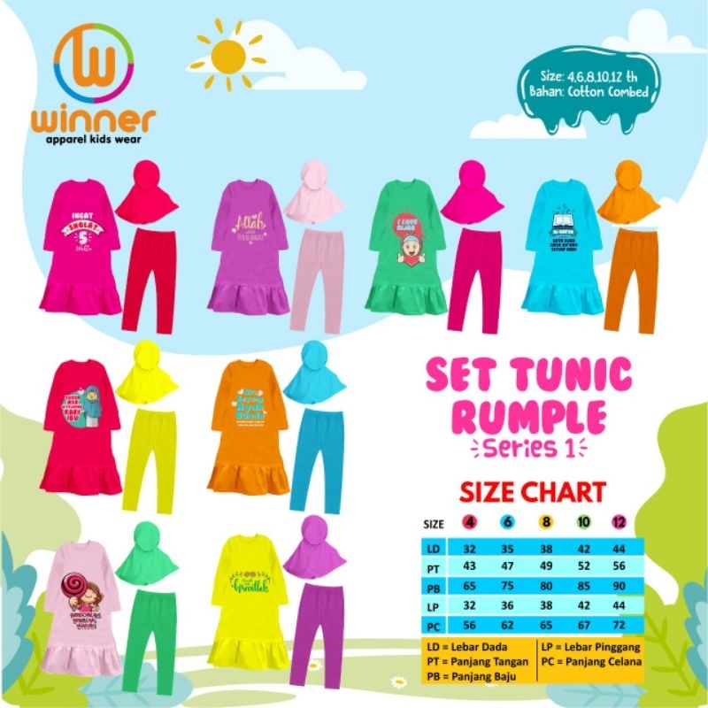 Set Tunic Rumple Winner kids/ set tunic rumple muslimah winnerkids