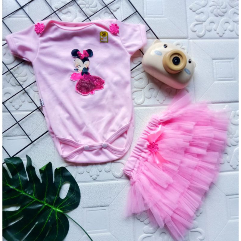 [0-12 bulan] SETELAN BAJU JUMPER ROK TUTU GOTIK SUSUN BAYI PEREMPUAN 0-12 BULAN MINNIE MOUSE / SET JUMPER ROK TUTU FREE BANDO KELINCI / SETELAN BAJU BAYI CEWEK LUCU / SETELAN JUMPER ROK TUTU SUSUN RABBIT KELINCI