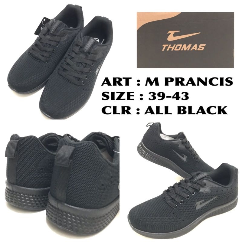 SEPATU KETS DEWASA BY THOMAS M.PRANCIS HITAM HITAM SIZE 39-43.