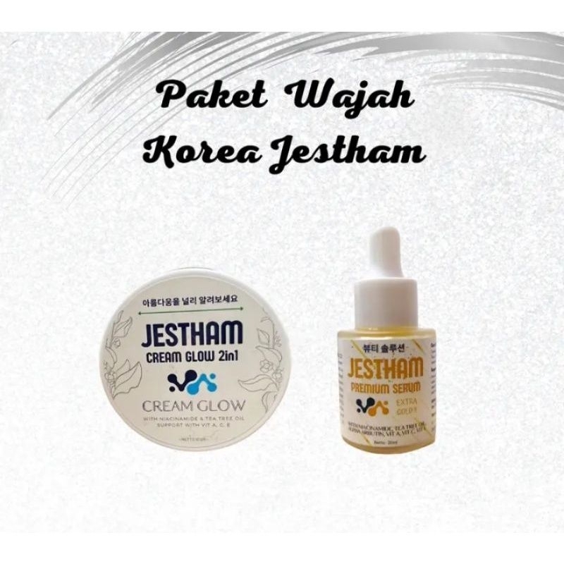Di jamin original Barang Ready Paket wajah Korea Jestham Cream Glow 2in1 dan serum premium