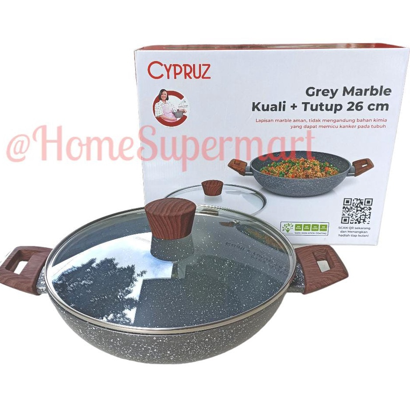 Cypruz Ki0648 Kuali 26cm Marble Granite 26 cm Wajan Kuali Anti Lengket Wajan anti lengket Kwali
