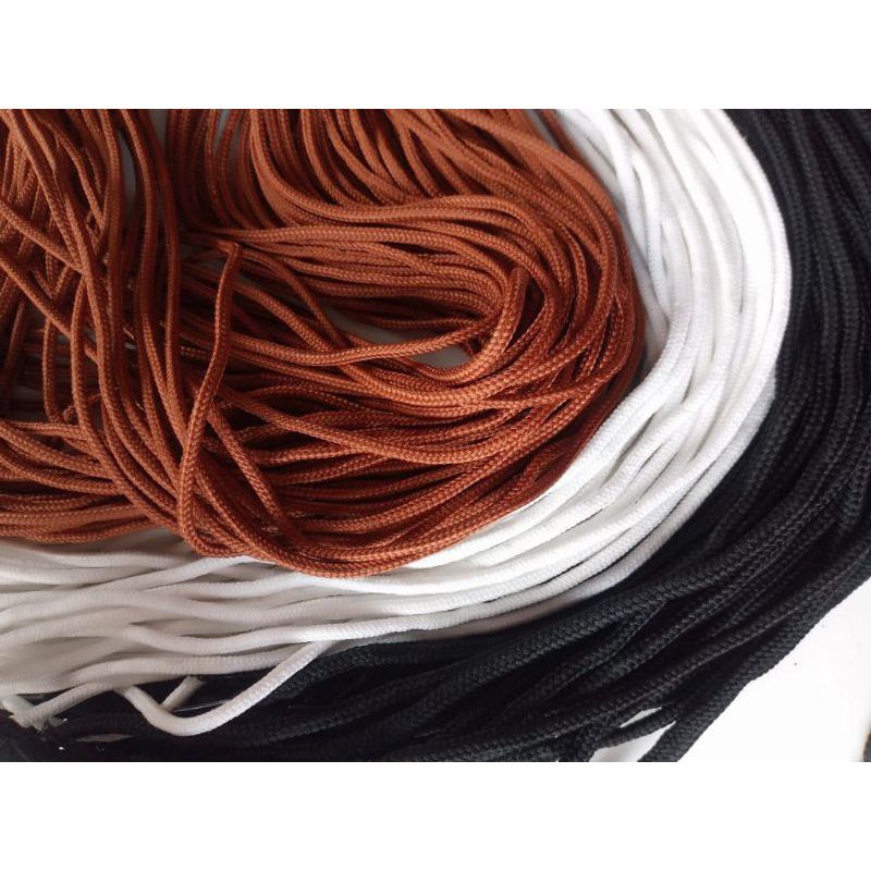 Tali sepatu bulat premium warna hitam putih coklat abu-abu