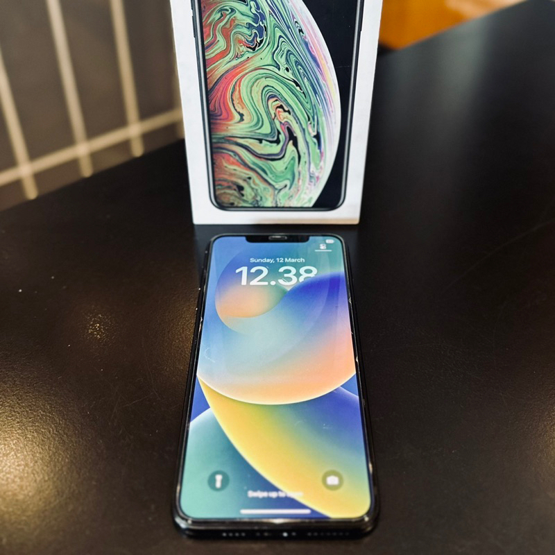 iphone xs max 64gb grey dualsim nano fullset minus headset imei aman