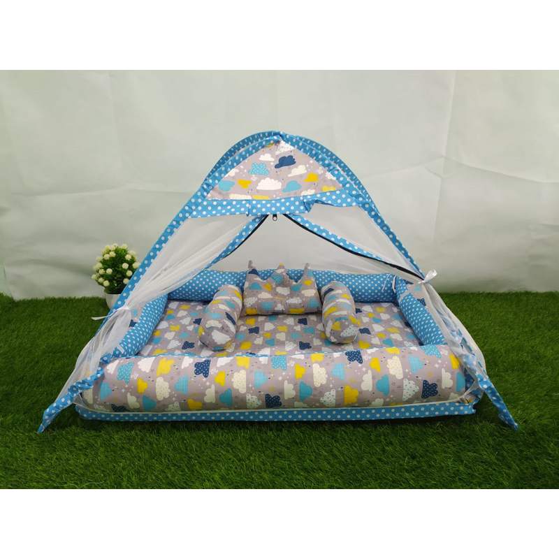 KASUR BAYI TENDA KELAMBU / KASUR BAYI KELAMBU SET BANTAL CROWN  + 2  GULING BABY FREE TAS MIKA