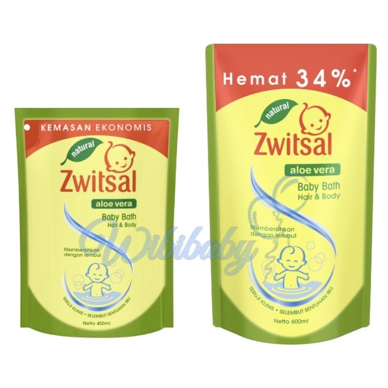 Zwitsal Baby Bath 2in1 Hair&amp;Body 400ml / 600ml Hair and Body Wash Bath Aloe Vera / Natural Baby Milky Bath Rich Honey 250 ml