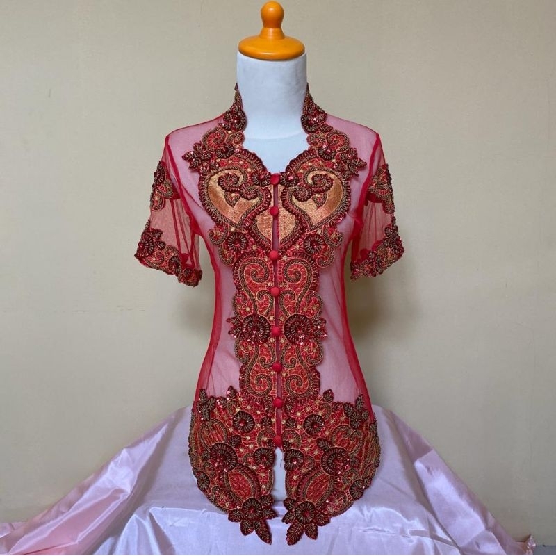 Ready Kebaya Tangan Pendek Full Payet / Kebaya Brokat Bordir Pendek / Kebaya Modern / Kebaya Murah / Kebaya Wanita / Kebaya Wisuda / Akad Pengantin