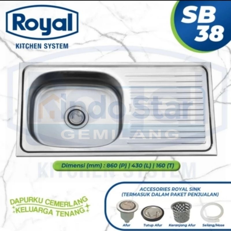 PROMO RAMADHAN.... Wastafel Stainless, Bak Cuci Piring, Royal Kitchen type SB 38