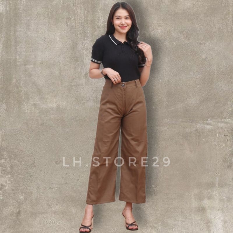 Celana Panjang Wanita Higwaist Kulot Twill Premium