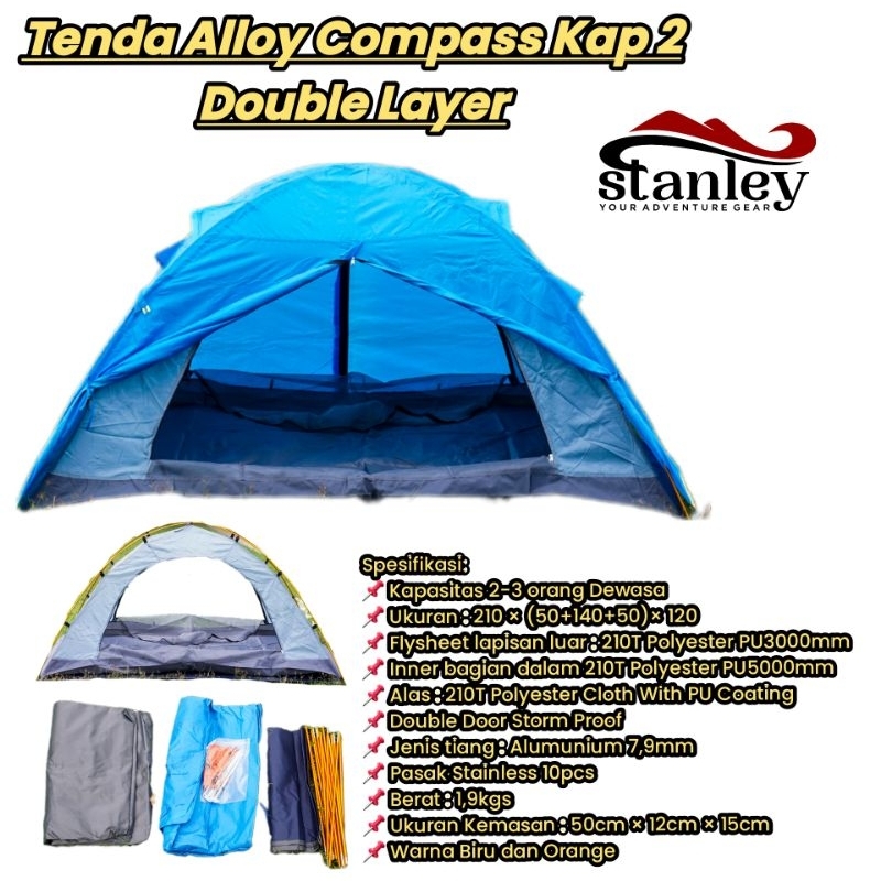 Tenda dome compass import kapasitas 2 - 3 orang dewasa double layer ultralight / tenda camping
